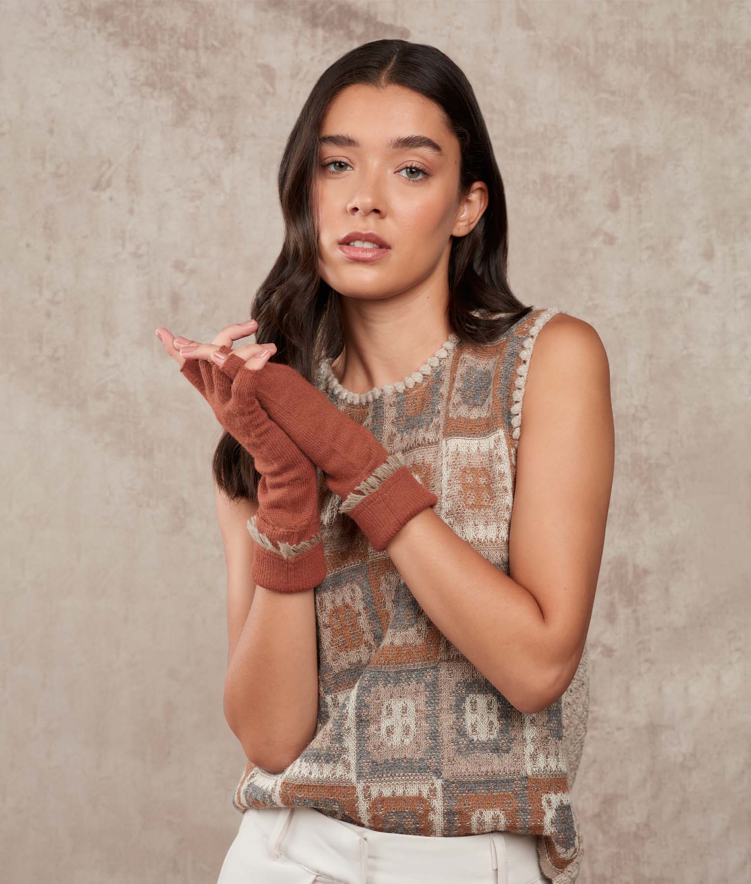 Fringed Jersey Gloves