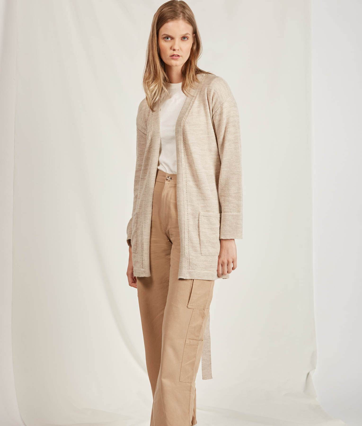 Organic Alpaca Long Belted Jersey Cardigan