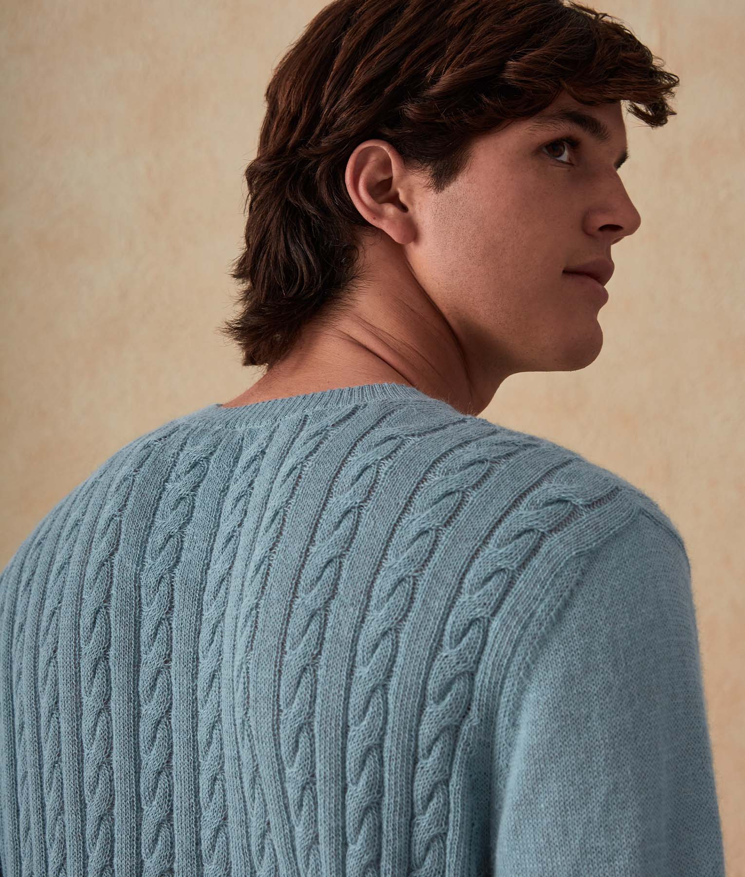 Cable-Knit Men's Baby Alpaca Sweater