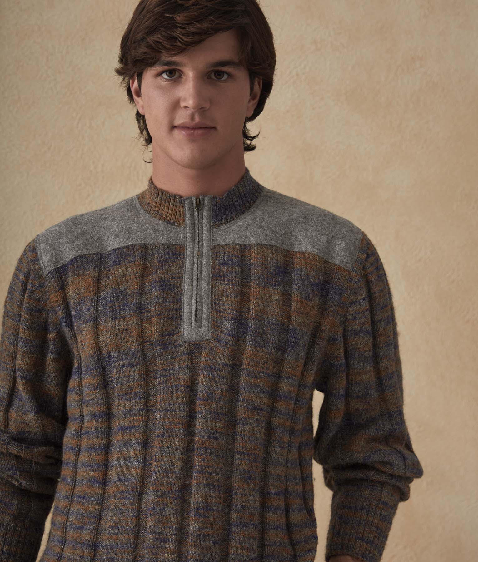 Men's Half-Zipped Ribbed Sweater