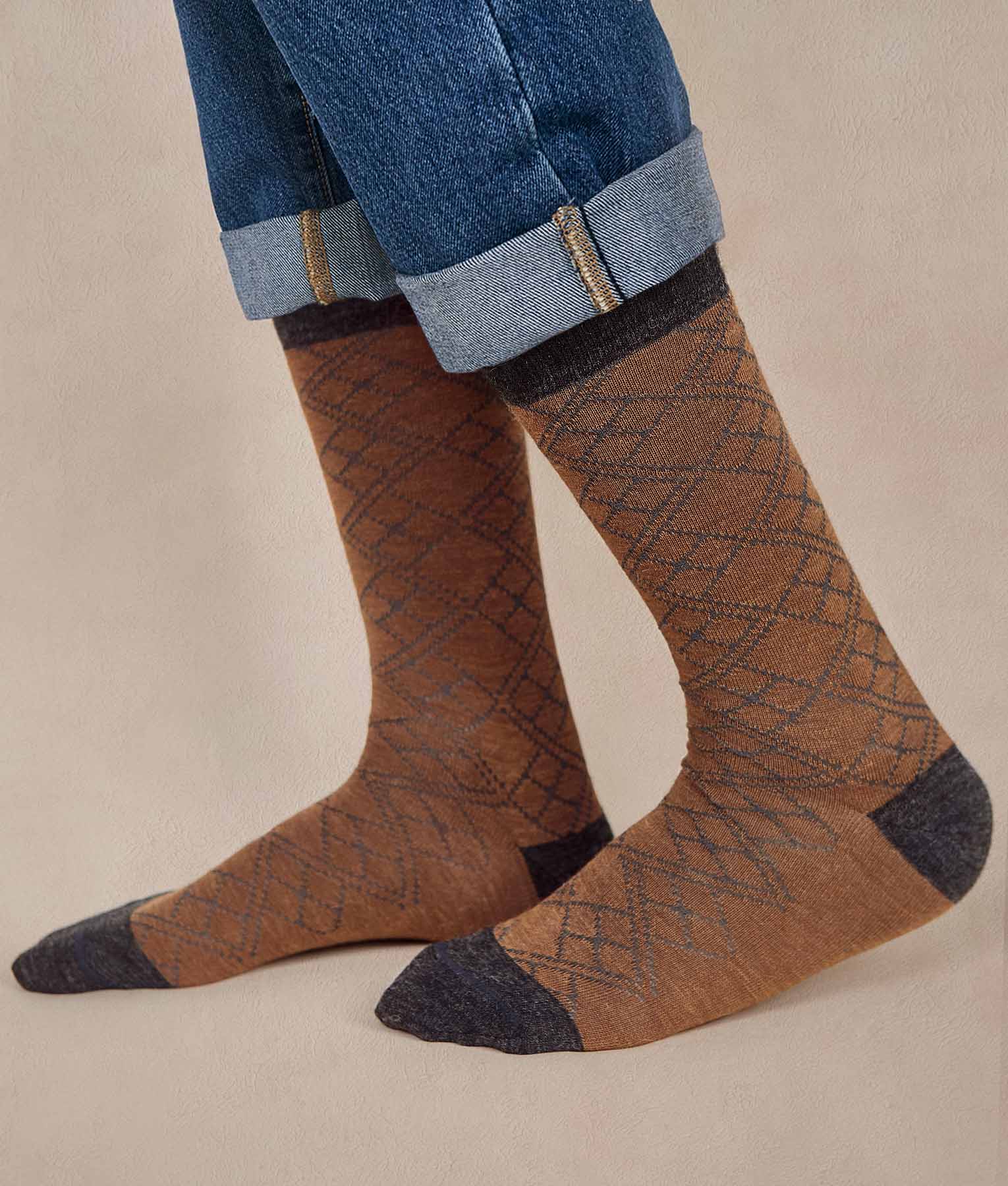 Bi Colour Jacquard Mens Socks