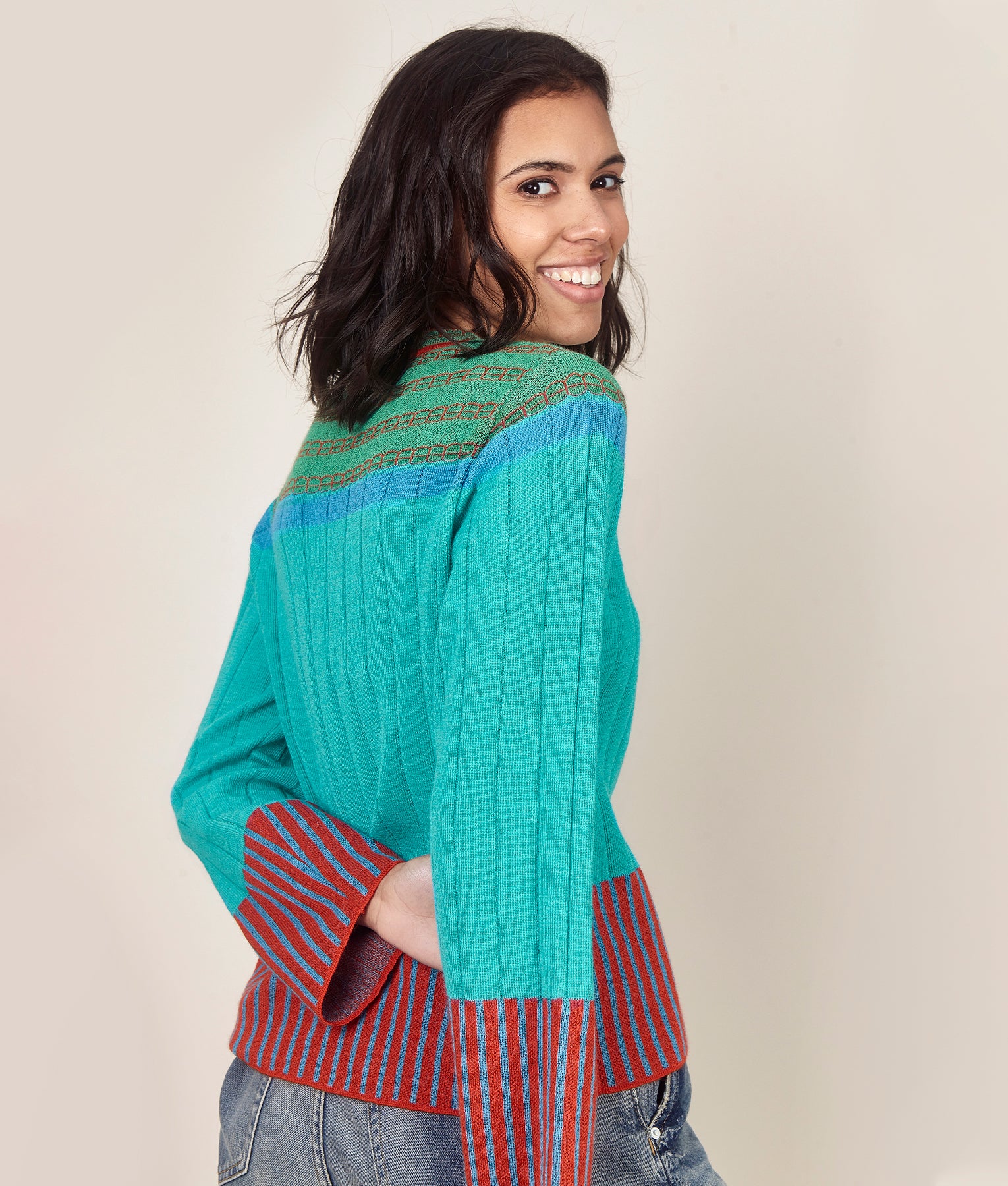 Ribbed Colour Block Sweater